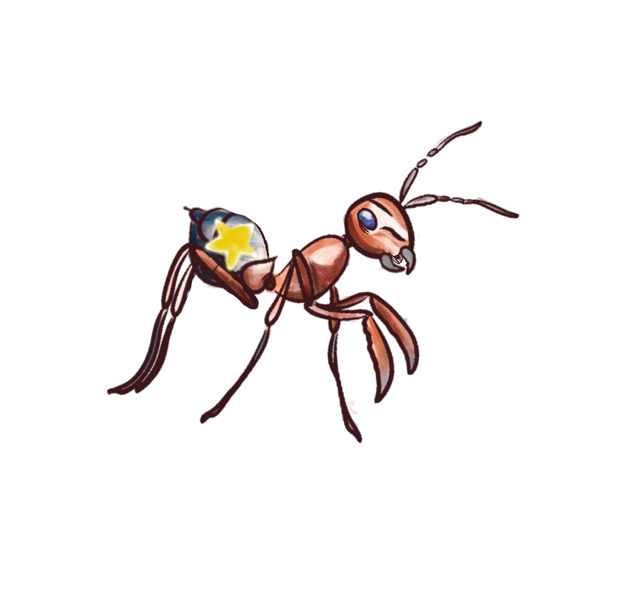 A stylized worker ant with a star cutie mark